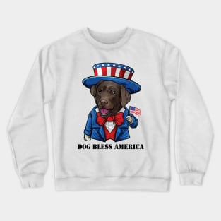 Chocolate Labrador Retriever Dog Bless America Crewneck Sweatshirt